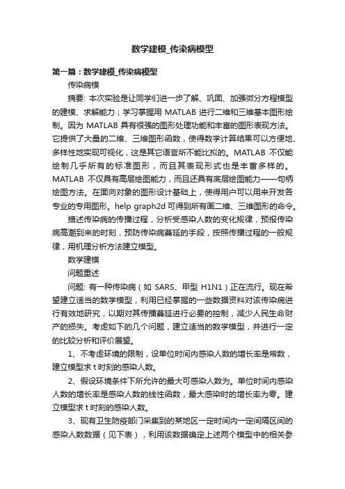数学建模_传染病模型