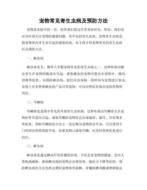 宠物常见寄生虫病及预防方法