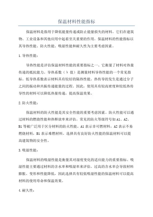 保温材料性能指标