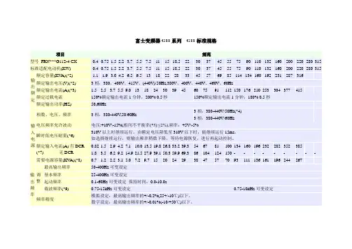 富士变频器G11系列  G11标准规格