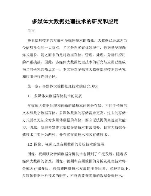 多媒体大数据处理技术的研究和应用