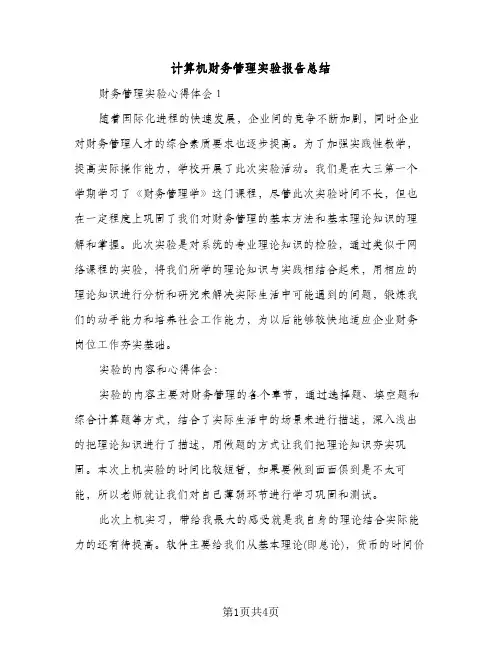 计算机财务管理实验报告总结（2篇）