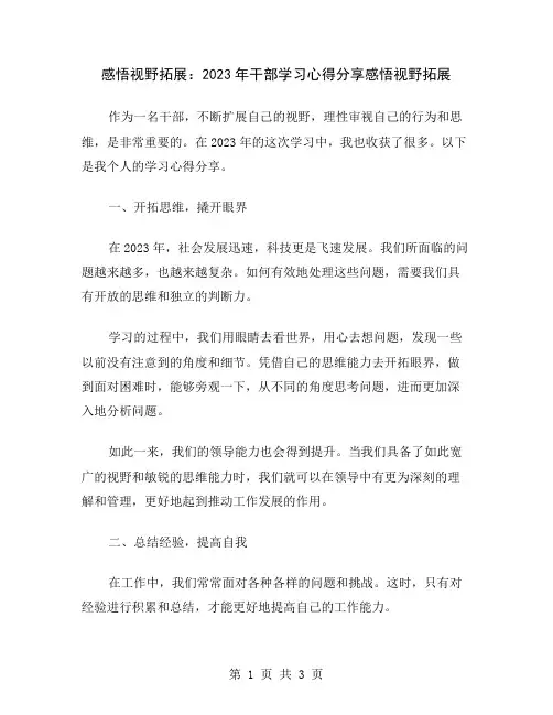 感悟视野拓展：2023年干部学习心得分享