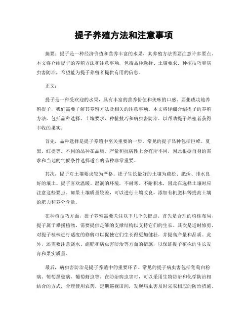 提子养殖方法和注意事项