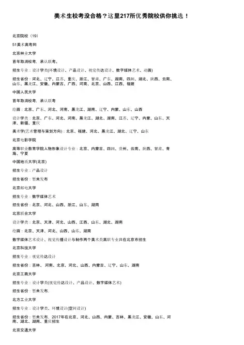 美术生校考没合格？这里217所优秀院校供你挑选！