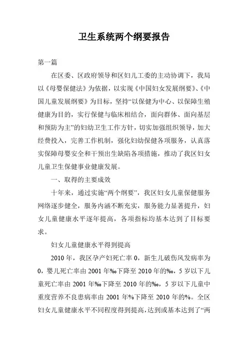 卫生系统两个纲要报告