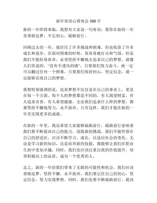 新年寄语心得体会300字