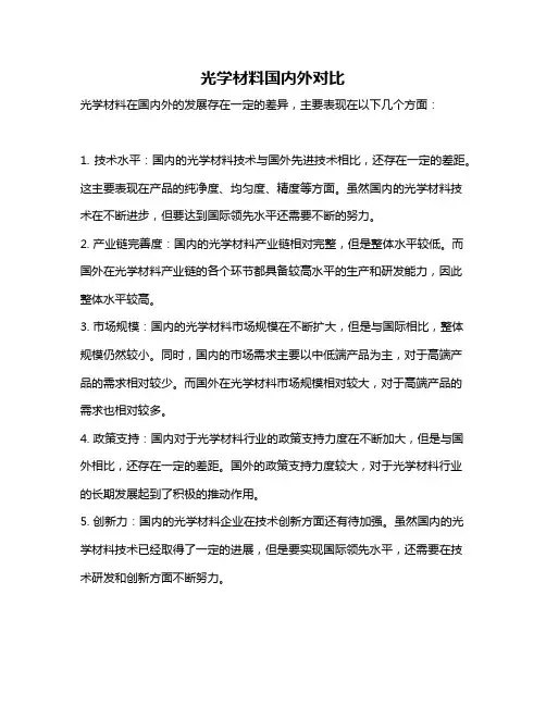 光学材料国内外对比