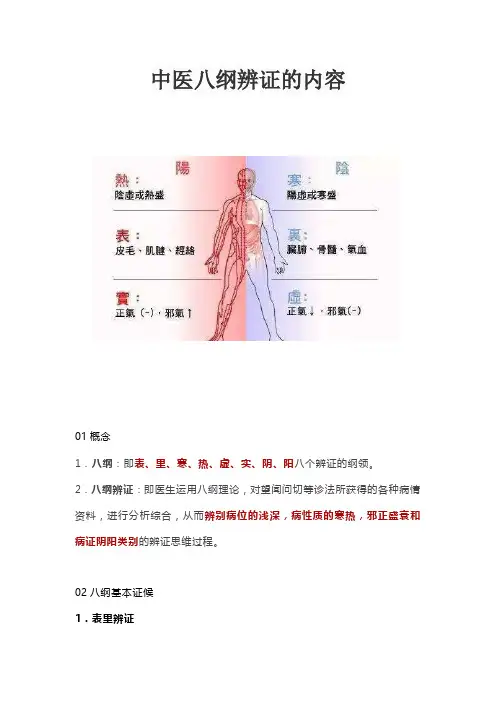 中医八纲辨证的内容