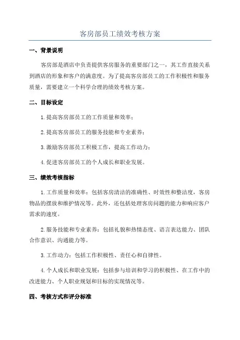 客房部员工绩效考核方案