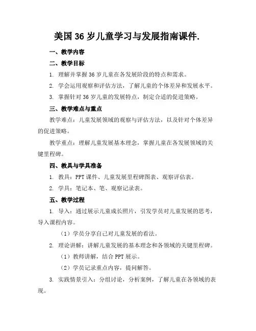 美国36岁儿童学习与发展指南课件.