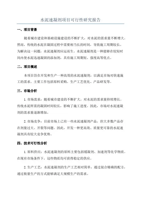 水泥速凝剂项目可行性研究报告