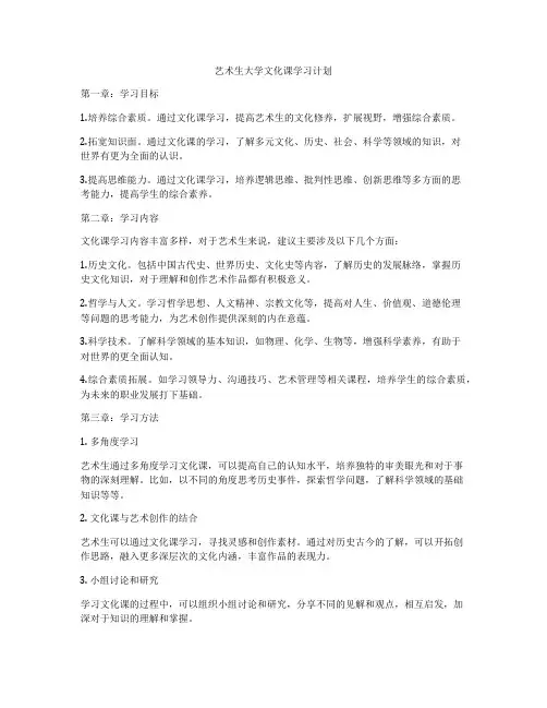艺术生大学文化课学习计划