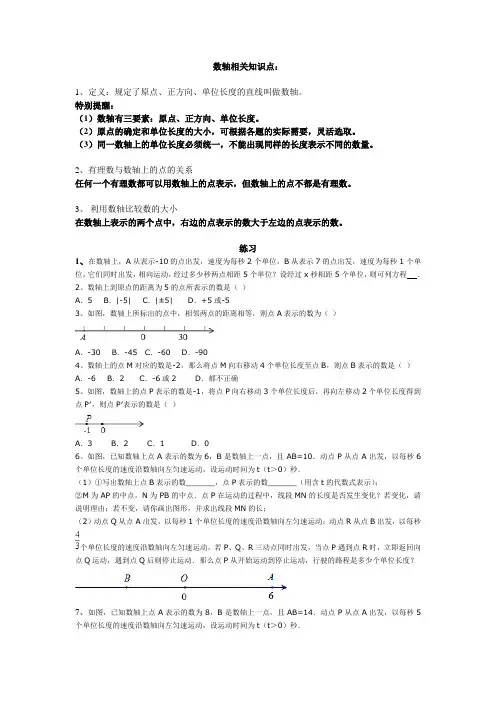 (完整版)数轴知识点及相关练习