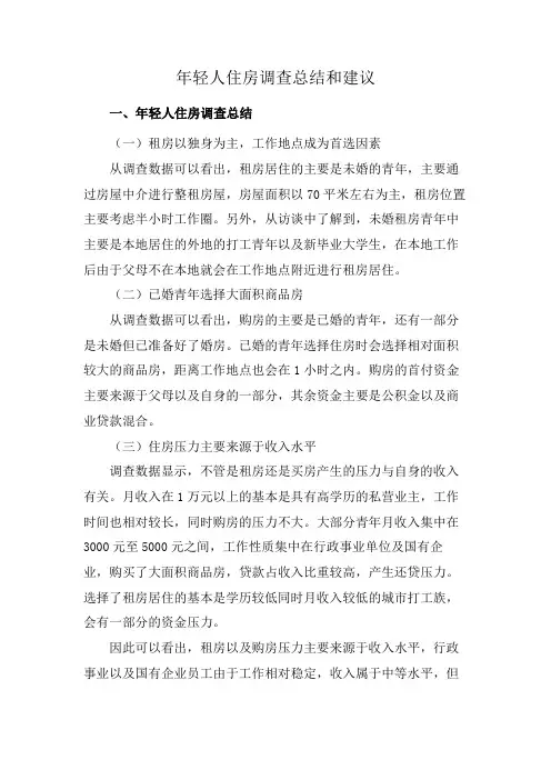 年轻人住房调查总结和建议