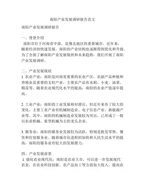 南阳产业发展调研报告范文