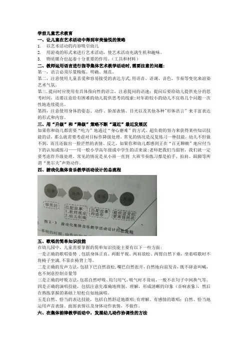 学前儿童艺术教育复习要点
