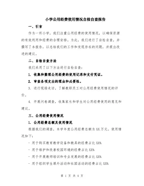 小学公用经费使用情况自检自查报告