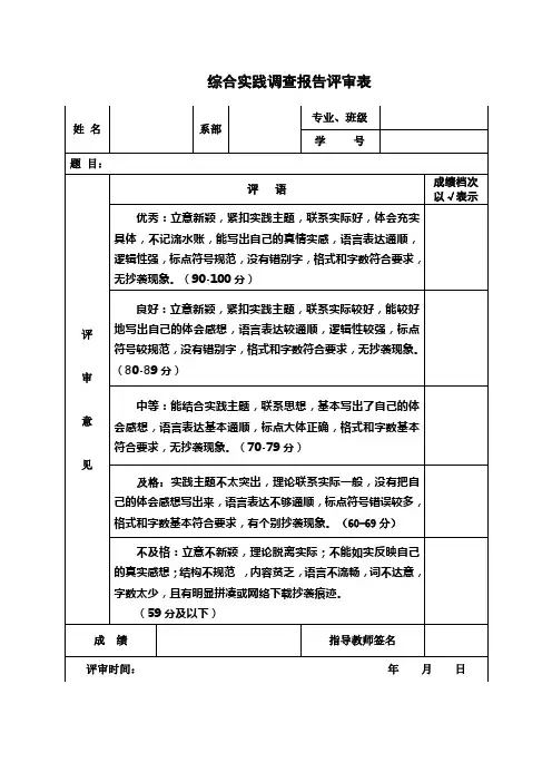 3.实践调查报告评审表