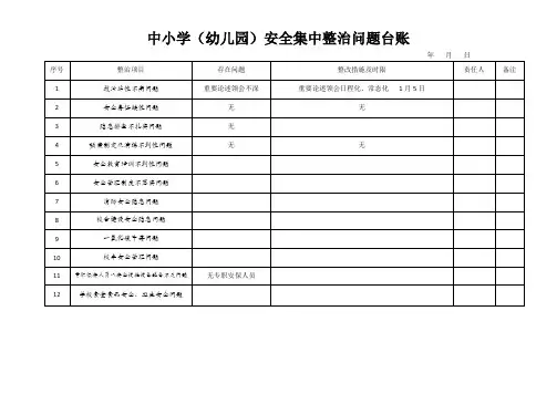 中小学安全集中整治问题台账