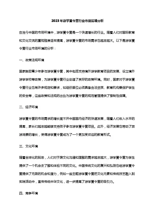 2023年游学夏令营行业市场环境分析