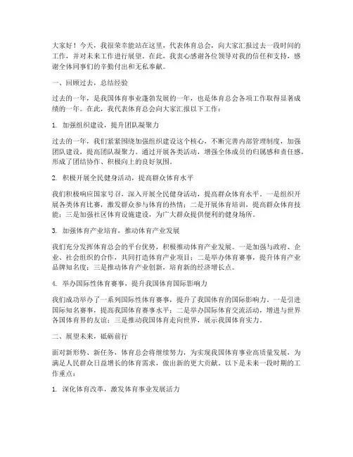 体育总会工作发言稿