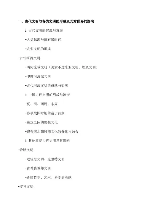 2024年中考历史全套总复习提纲(精品)