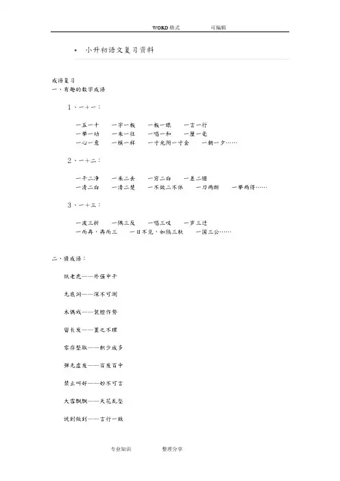 小升初语文复习资料(全)