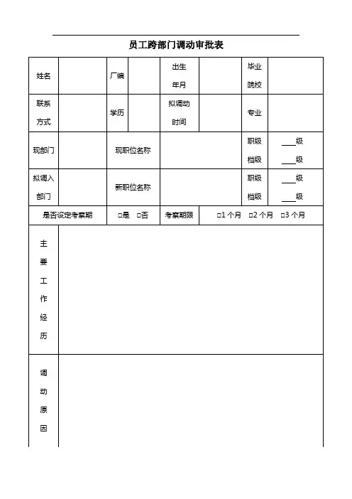 集团公司员工跨部门调动审批表(跨部门调动)