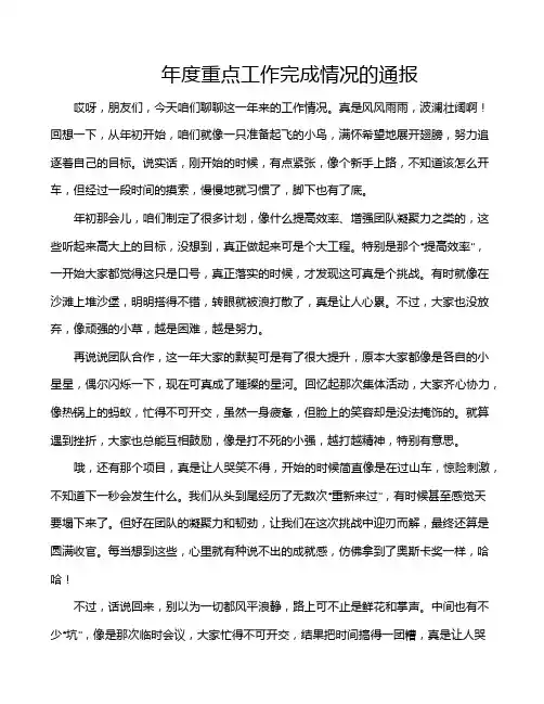 年度重点工作完成情况的通报