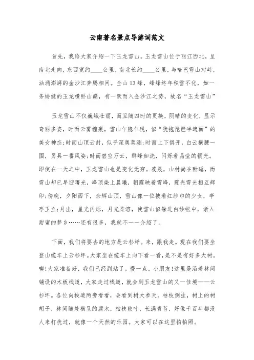 云南著名景点导游词范文（3篇）