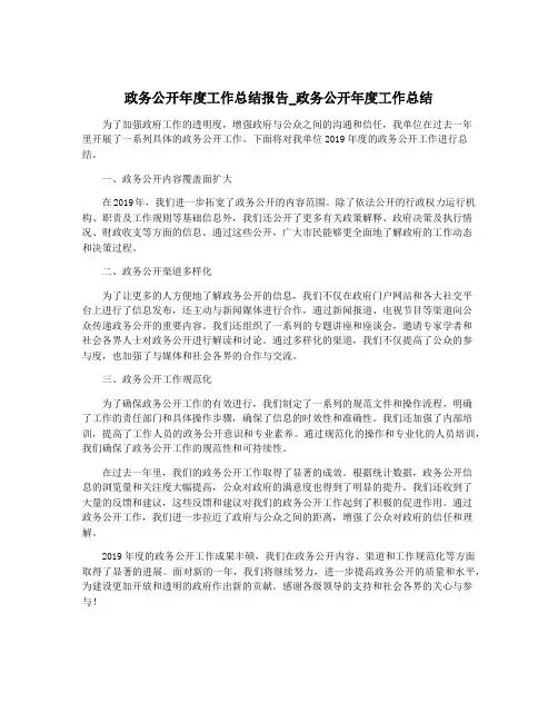 政务公开年度工作总结报告_政务公开年度工作总结