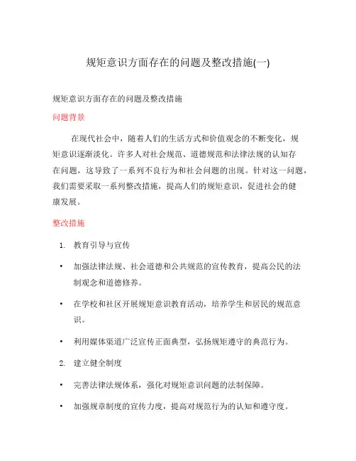 规矩意识方面存在的问题及整改措施(一)