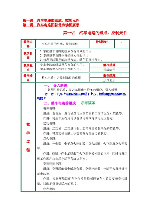 第一讲  汽车电路的组成