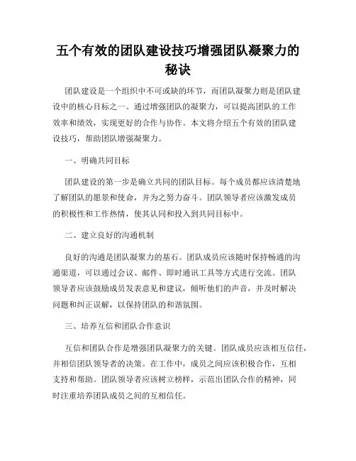 五个有效的团队建设技巧增强团队凝聚力的秘诀