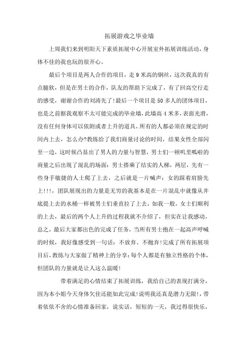 拓展游戏之毕业墙