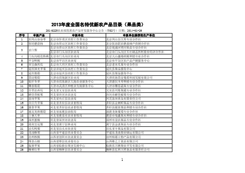 2013年度全国名特优新农产品目录(果品类)