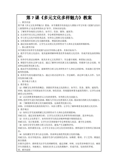 第7课《多元文化多样魅力》教案