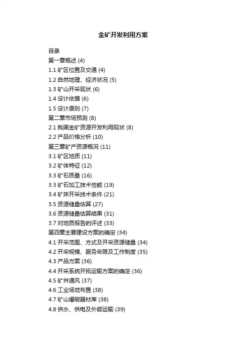 金矿开发利用方案
