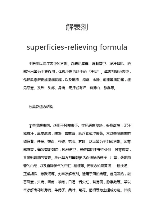 中医名词《解表剂》