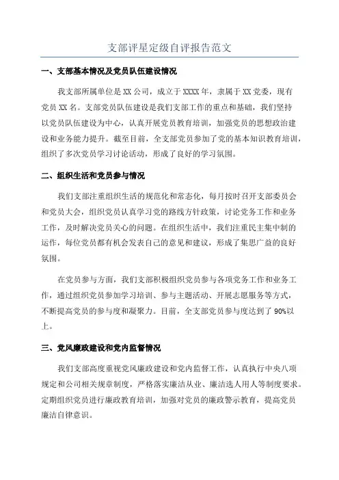 支部评星定级自评报告范文