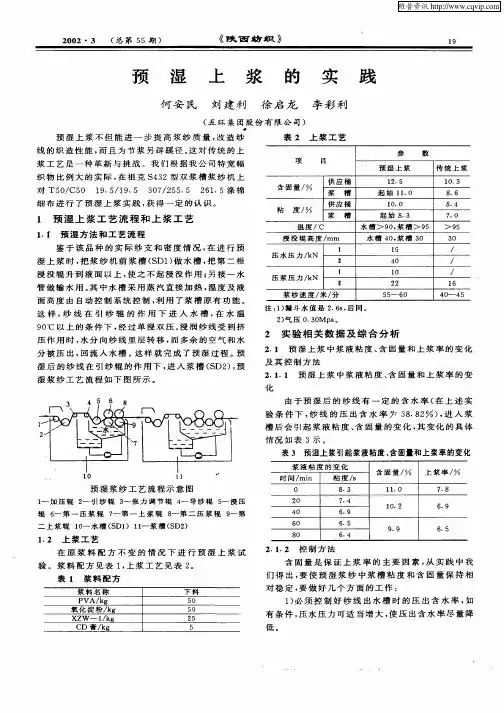 预湿上浆的实践