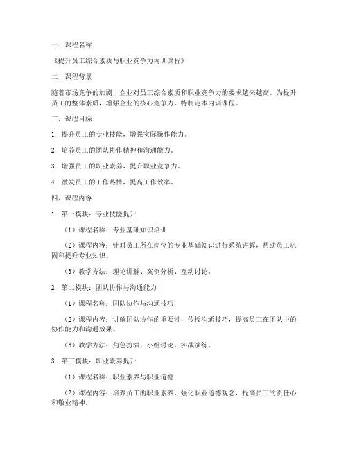 企业内训课程设计方案范文模板