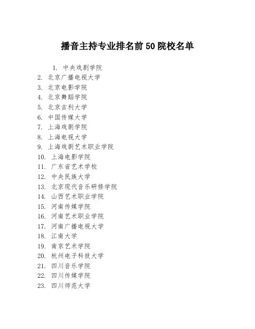 播音主持专业排名前50院校名单