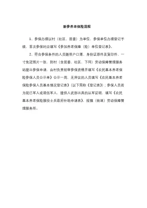 新参养老保险流程