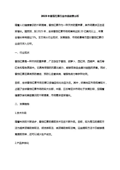 2023年番茄红素行业市场前景分析