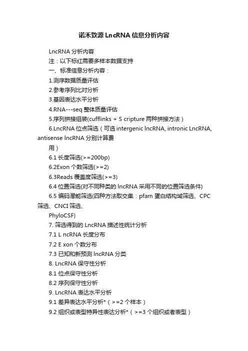 诺禾致源LncRNA信息分析内容