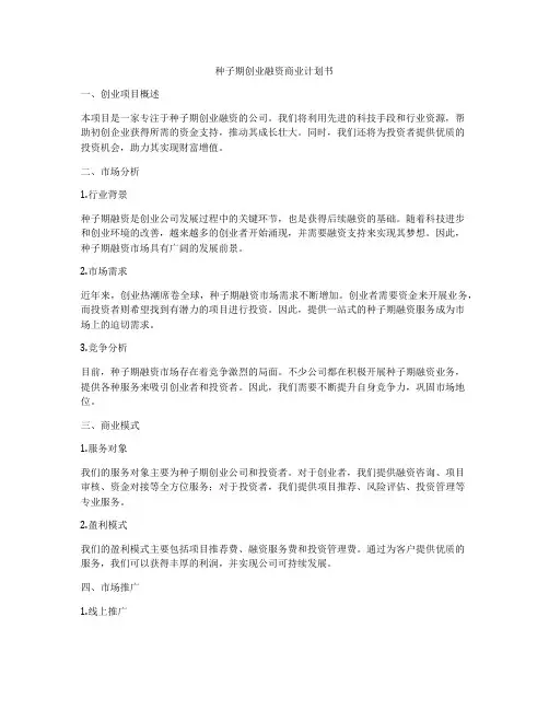 种子期创业融资商业计划书