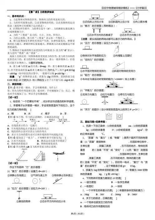 《精讲精练》(初中物理 力学篇)