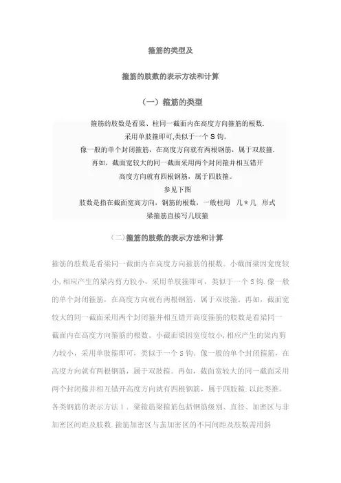 箍筋的类型及箍筋肢数的表示方法和计算